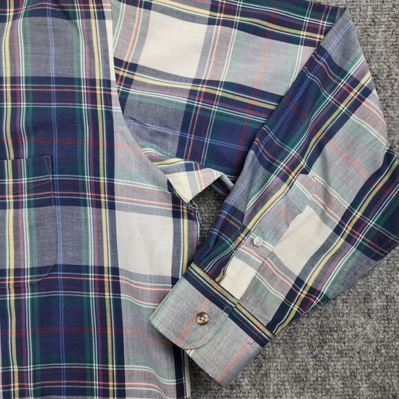 Eddie Bauer Shirt Mens Large Plaid Marin Poplin Long Sleeve Button Down VTG 90s - Picture 15 of 16